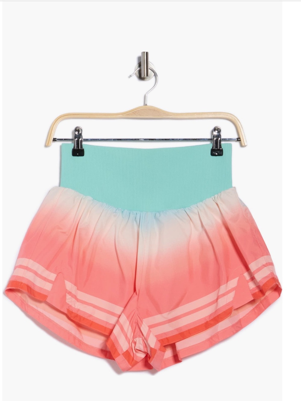 Free People FP Movement Carpe Diem Stripe Shorts Ombre Coral Blue XL NWT - Picture 2 of 6
